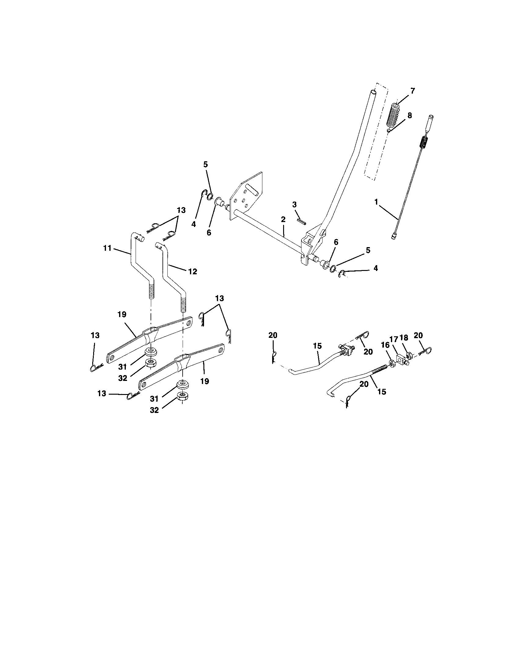 Lift Assembly Diagram and Parts List for 917273755  Craftsman Lawn Tractor