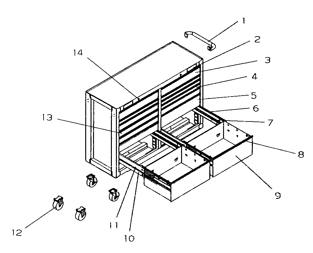 Tool Cart Diagram and Parts List for 706955190  Craftsman Tool Stand & Cart
