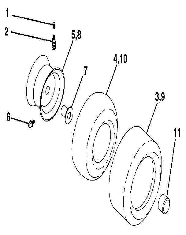 Wheels & Tires Diagram and Parts List for 917255470  Craftsman Lawn Tractor