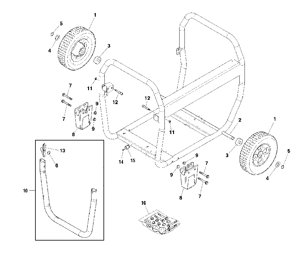 Wheel kit Diagram and Parts List for CMXGGAS030731  Craftsman Generator