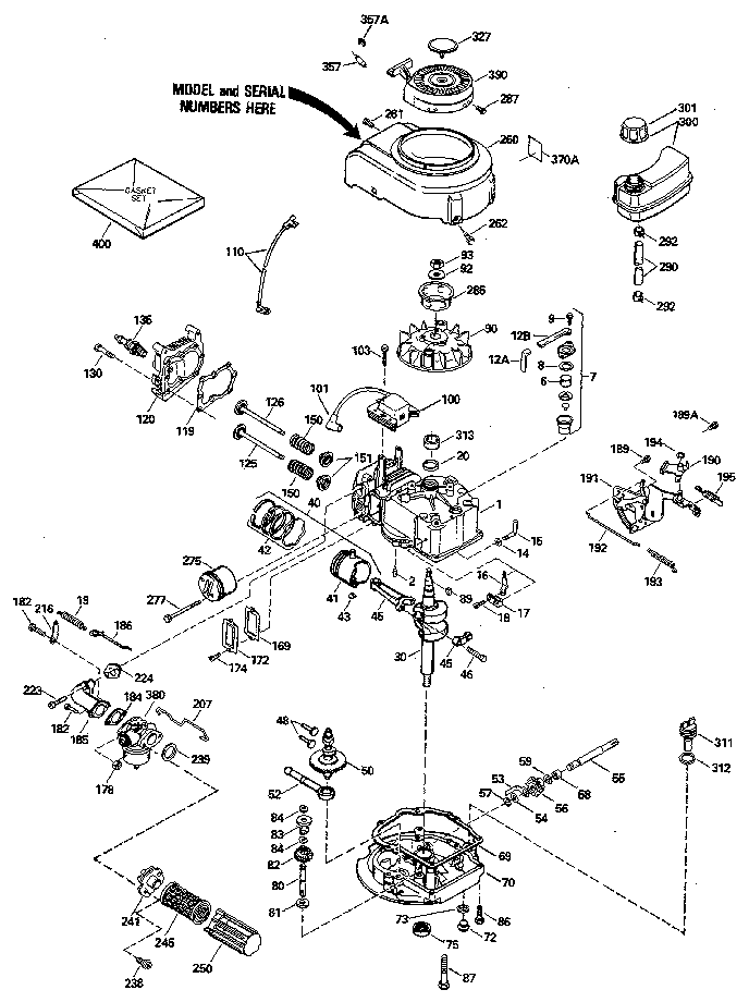Replacement Parts Diagram and Parts List for 143414242  Craftsman Engine
