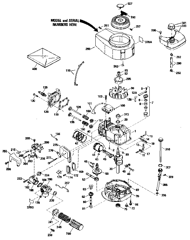 Replacement Parts Diagram and Parts List for 143434422  Craftsman Engine