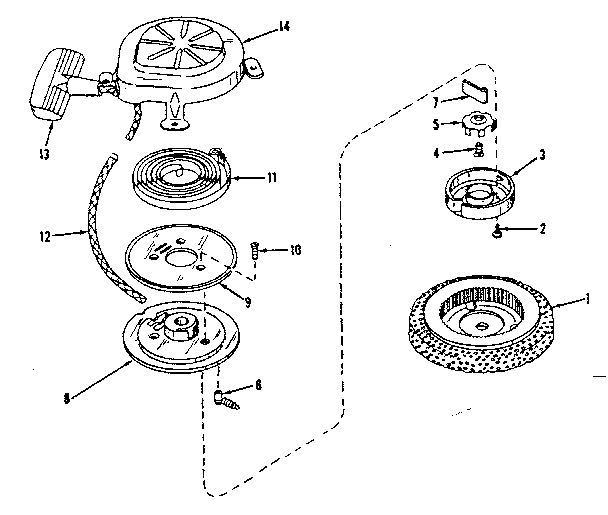 Rewind Starter Diagram and Parts List for 143521131  Craftsman Engine