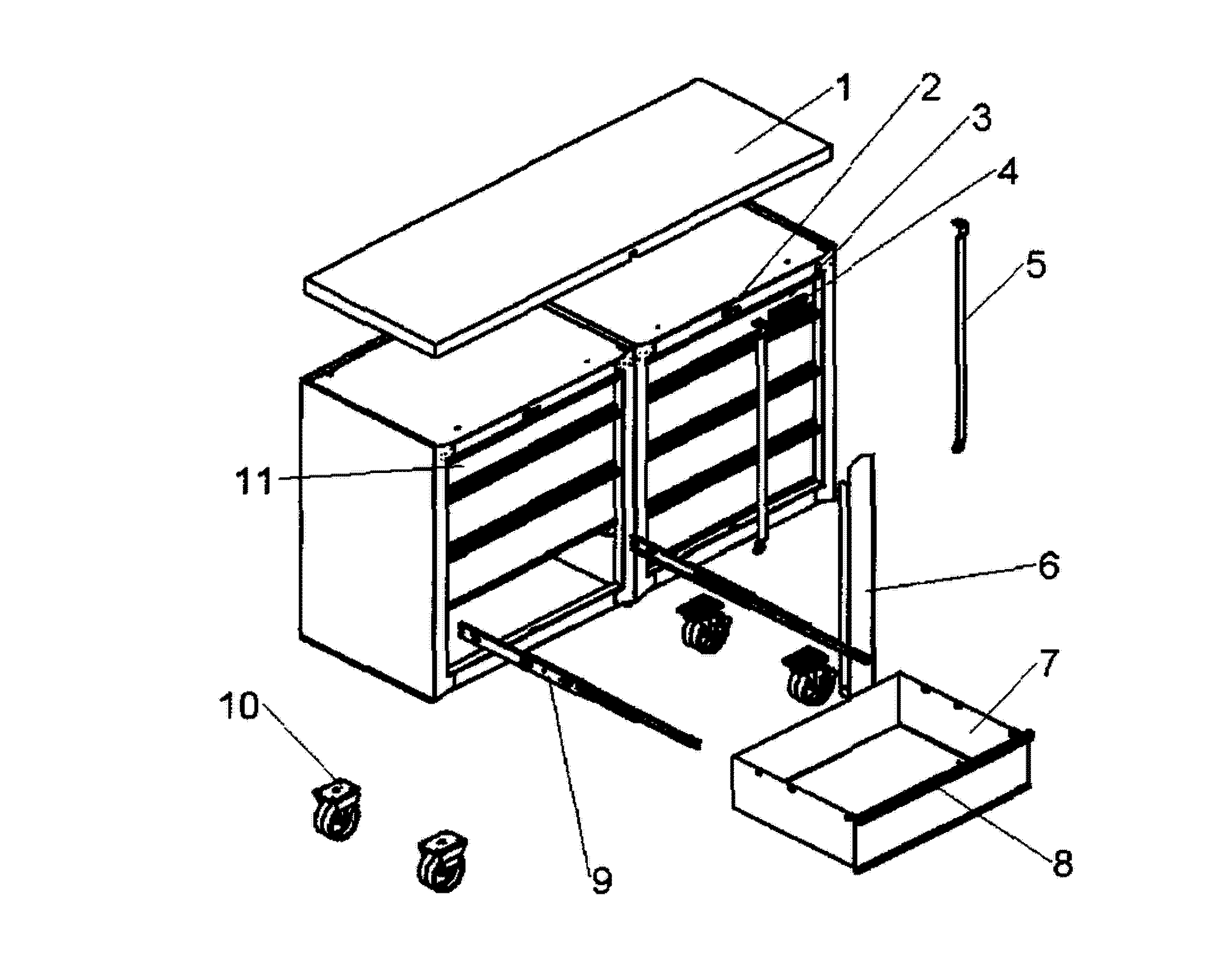 Tool Chest Diagram and Parts List for 706335110  Craftsman Tool Stand & Cart