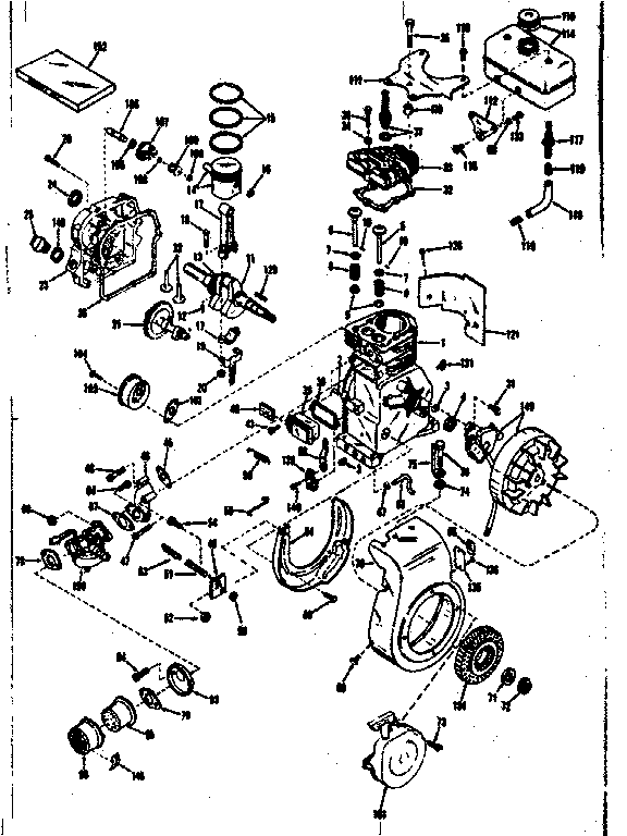 Basic Engine Diagram and Parts List for 143531132  Craftsman Engine