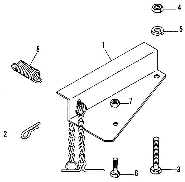 Anchor Bracket And Chain Assembly Diagram and Parts List for 842240729  Craftsman Snow Blower