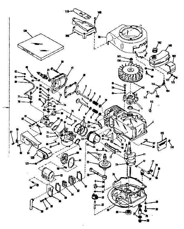 Basic Engine Diagram and Parts List for 14314351V  Craftsman Engine