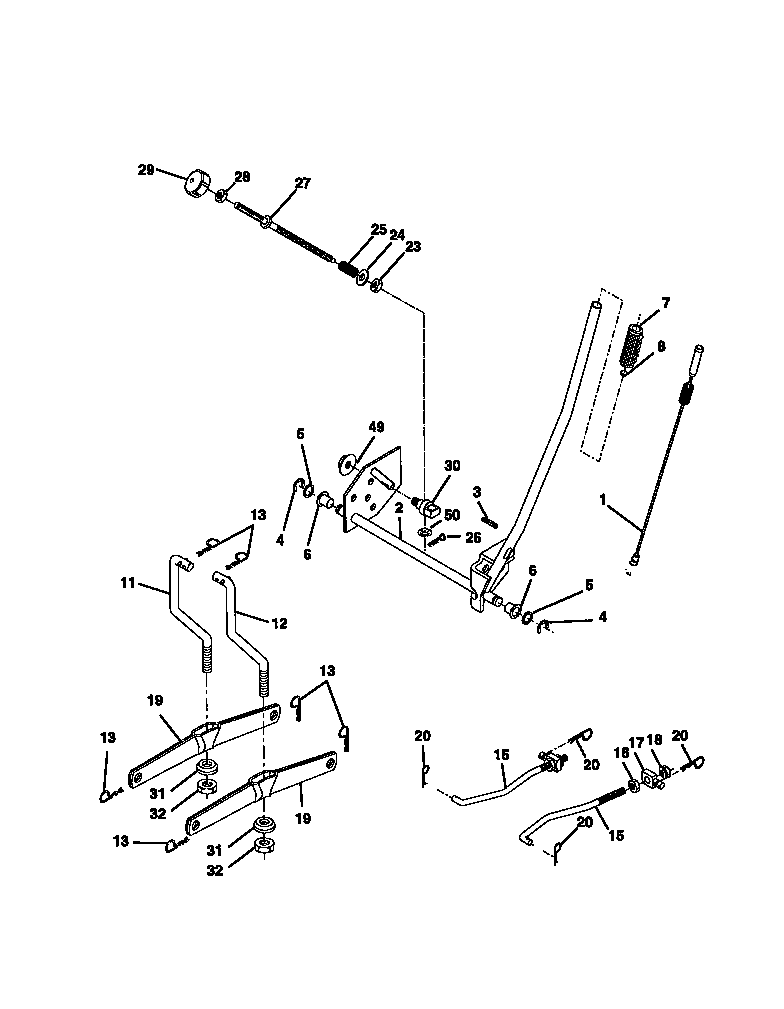 Lift Assembly Diagram and Parts List for 917270710  Craftsman Lawn Tractor
