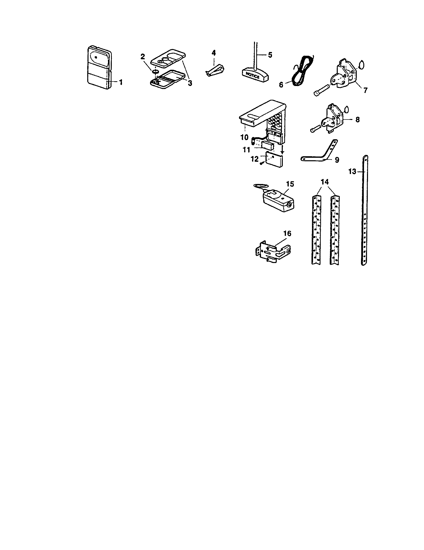 Installation Diagram and Parts List for 13953974  Craftsman Garage Door Opener