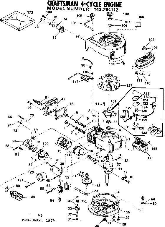 Engine Diagram and Parts List for 143294112  Craftsman Engine