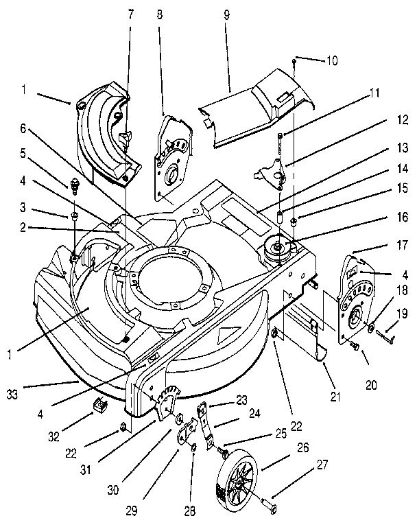 Deck & Wheel Assembly (self Propelled) Diagram and Parts List for 3934  Craftsman Lawn Mower