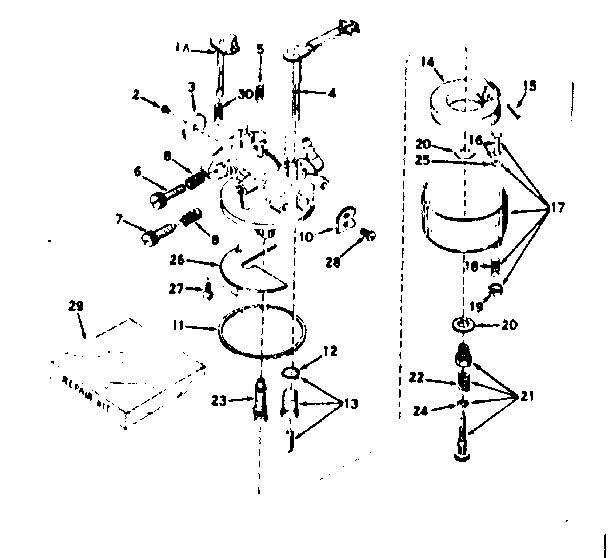 Carburetor Diagram and Parts List for 143544022  Craftsman Engine