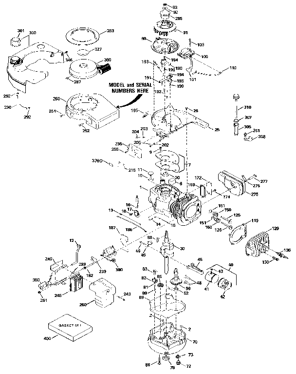Replacement Parts Diagram and Parts List for 143434252  Craftsman Engine
