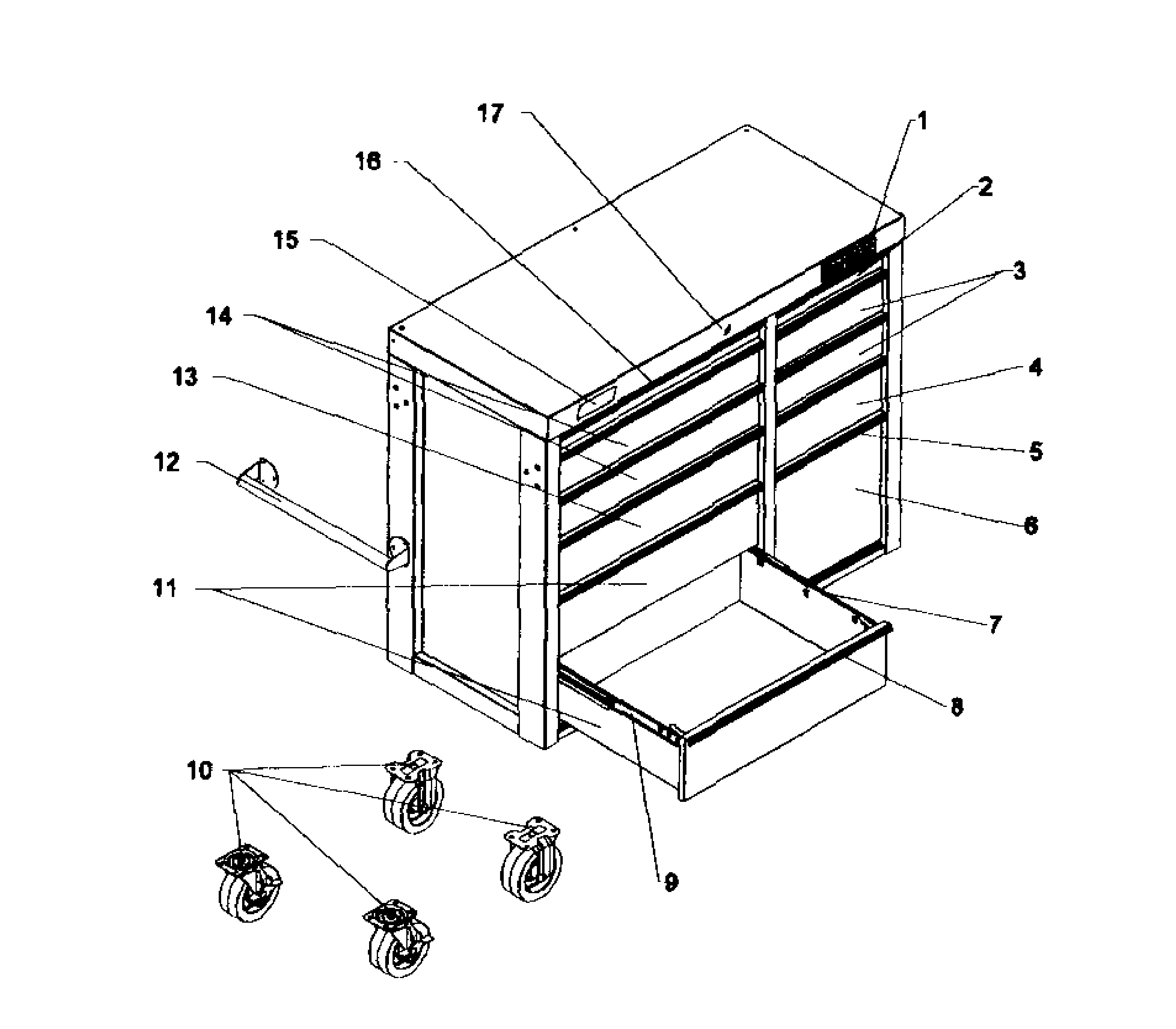 Tool Chest Diagram and Parts List for 706106001  Craftsman Tool Stand & Cart