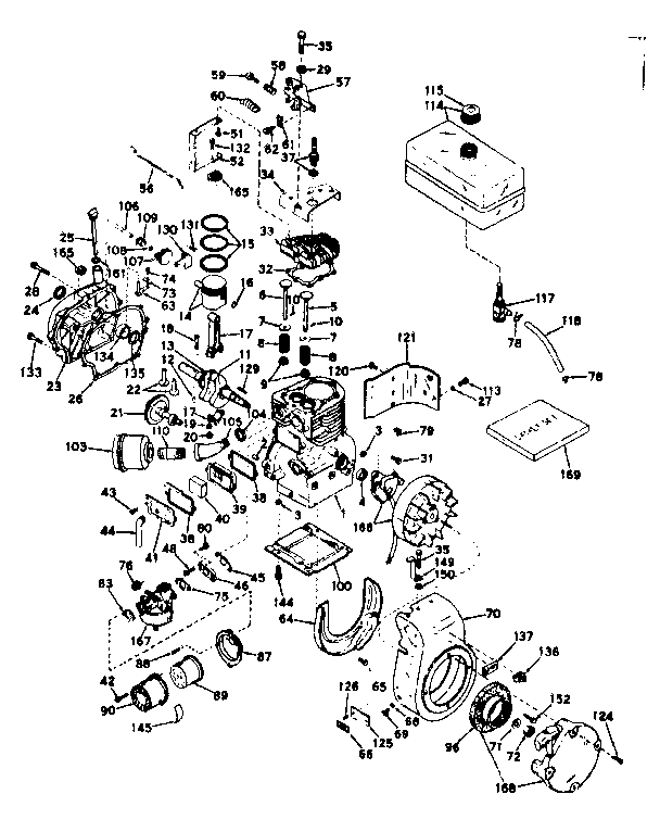 Basic Engine Diagram and Parts List for 143546032  Craftsman Engine