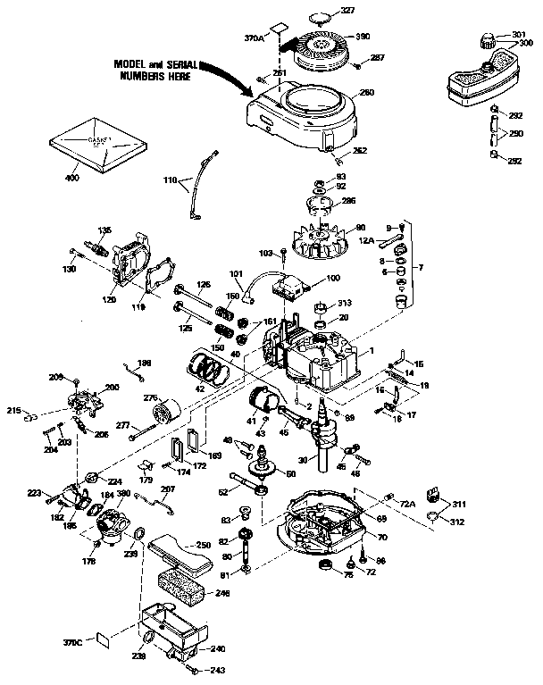 Replacement Parts Diagram and Parts List for 143434432  Craftsman Engine