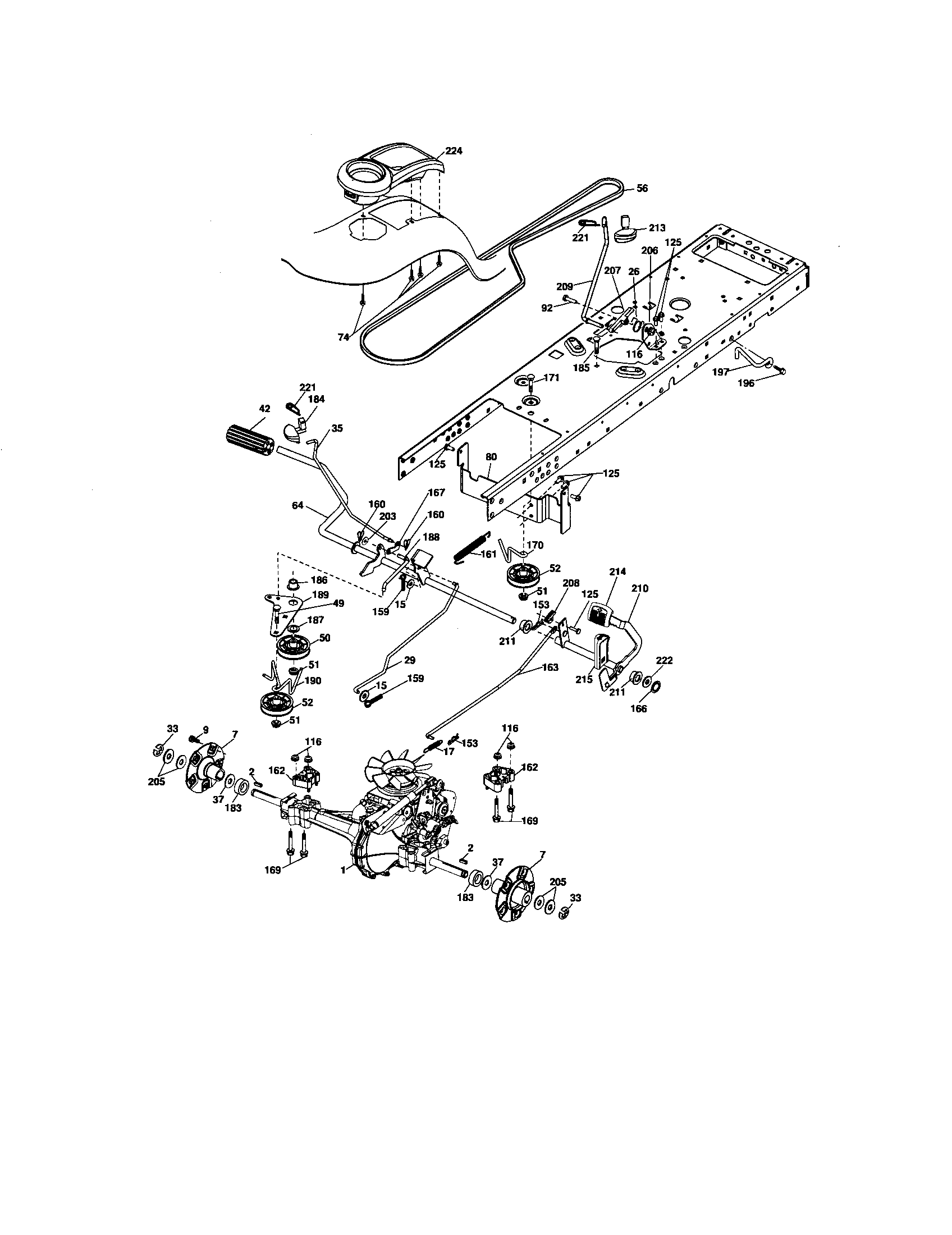 Ground Drive Diagram and Parts List for 917276862  Craftsman Lawn Tractor
