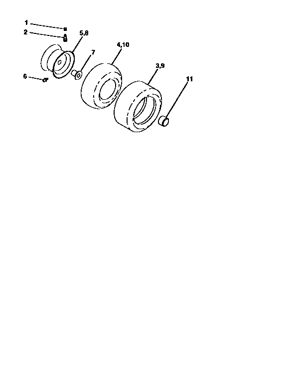 Wheels Diagram and Parts List for 917252512  Craftsman Lawn Tractor