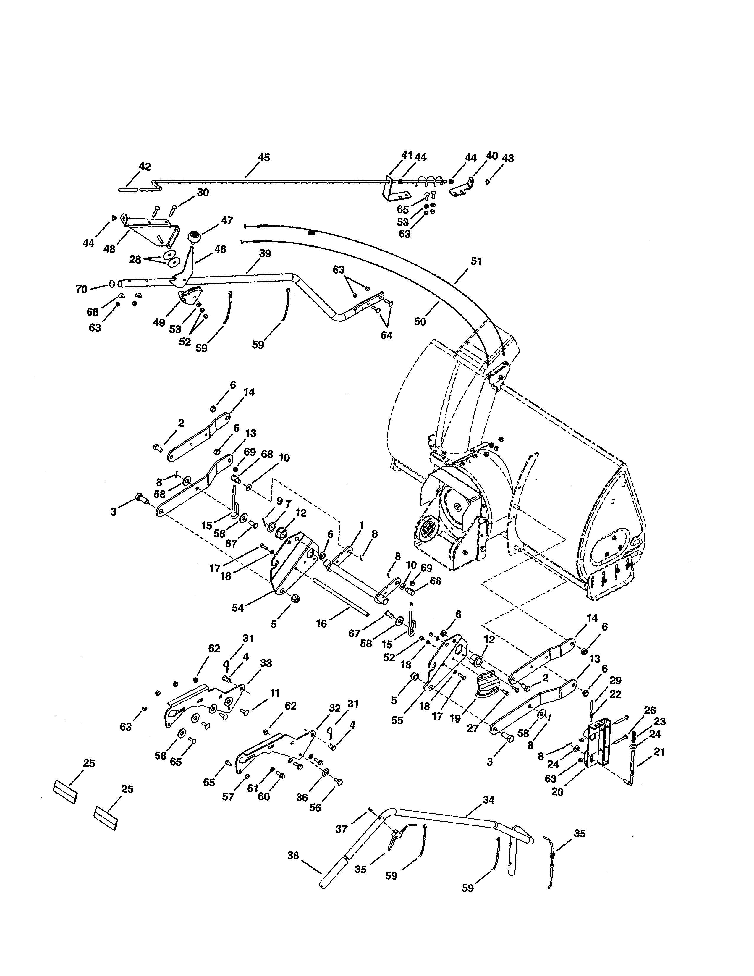 Lift/chute Crank Rod Diagram and Parts List for 486248374  Craftsman Snow Blower