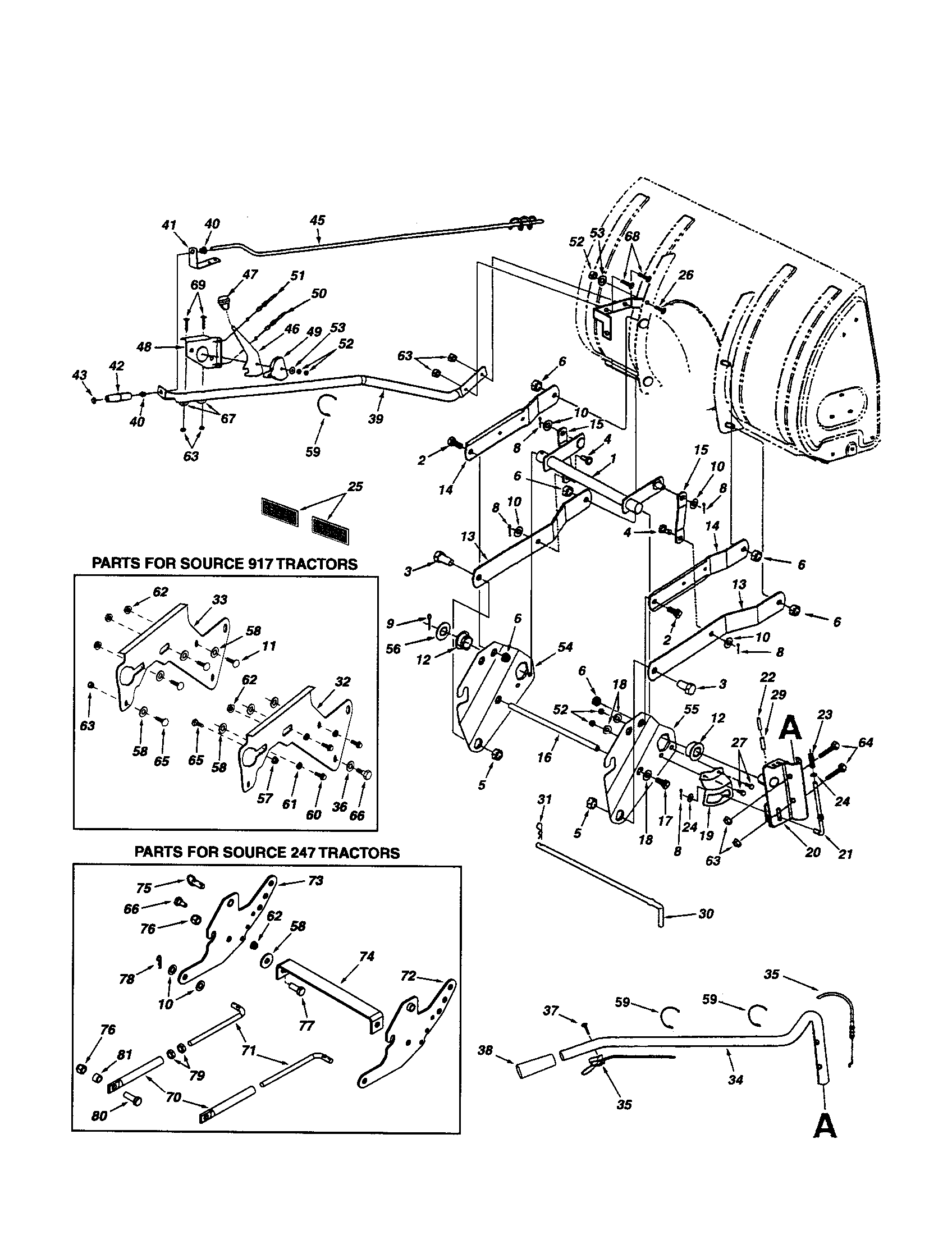 Chute Tilt Bracket/lift Handle Diagram and Parts List for 48624837  Craftsman Snow Blower