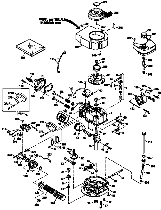 Craftsman 4-cycle Engine Diagram and Parts List for 143945006  Craftsman Engine