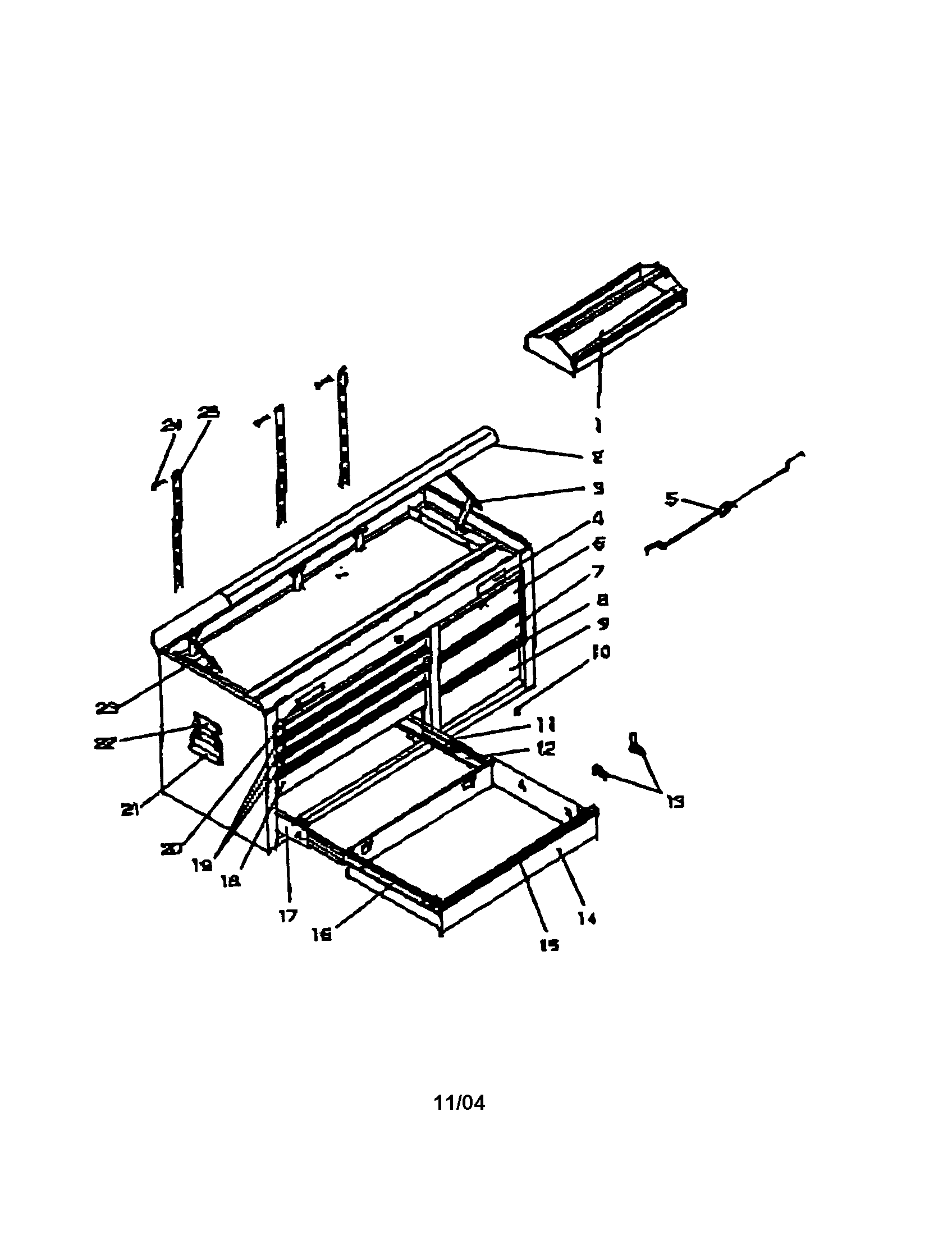 Chest With Ball Bearing Slides Diagram and Parts List for 706596231  Craftsman Tool Stand & Cart