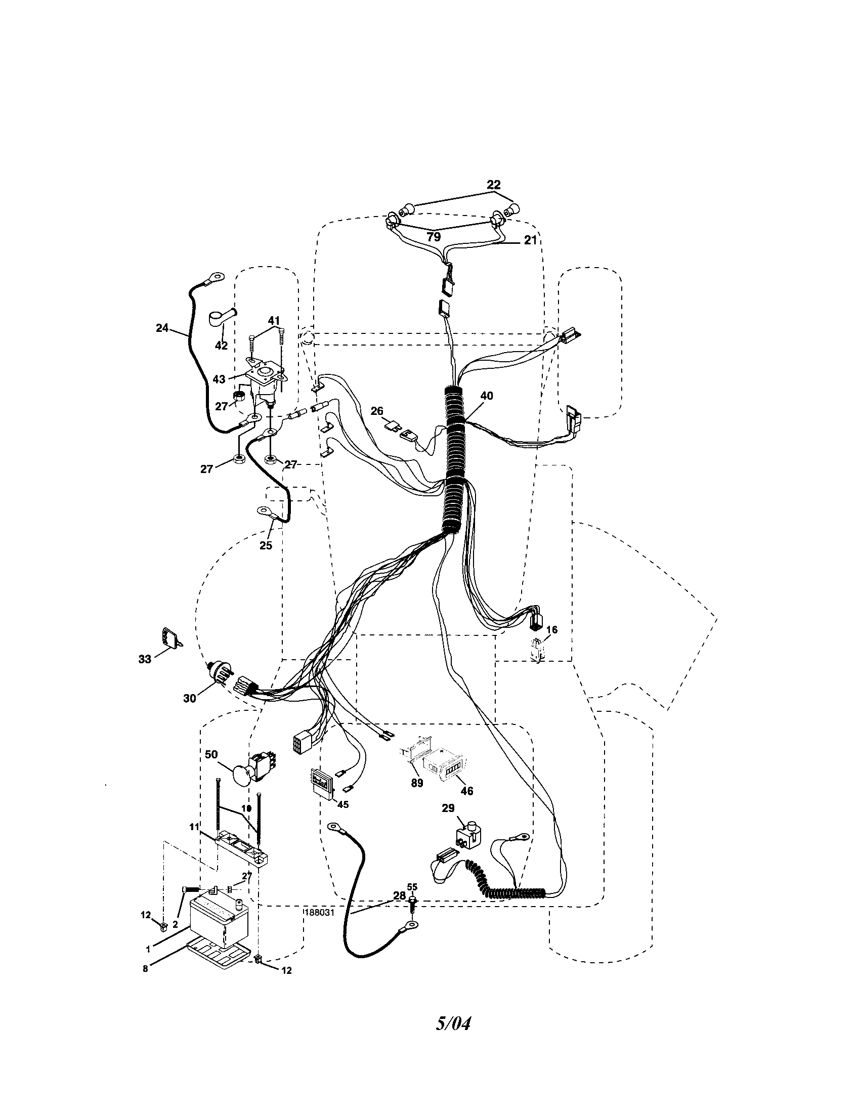 Electrical Diagram and Parts List for 917273623  Craftsman Lawn Tractor