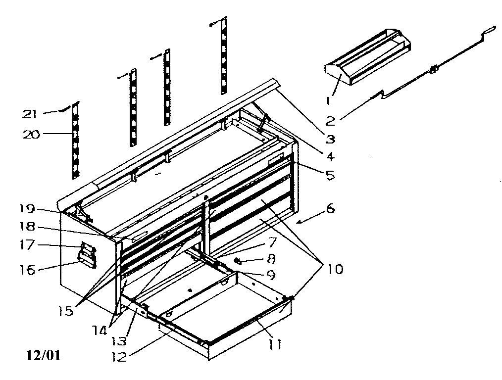 Tool Chest Diagram and Parts List for 706596290  Craftsman Tool Stand & Cart
