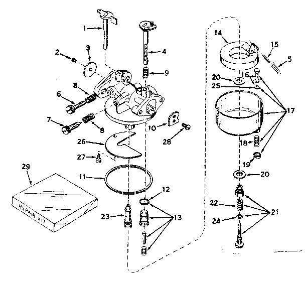 Carburetor Diagram and Parts List for 143546062  Craftsman Engine
