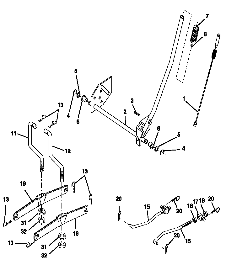 Mower Lift Diagram and Parts List for 917259547  Craftsman Lawn Tractor