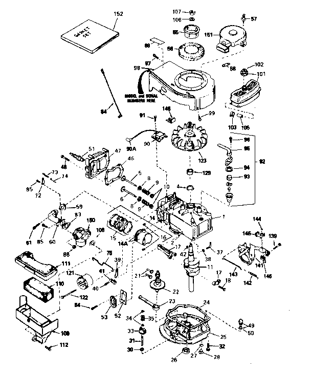 Engine Diagram and Parts List for 143351022  Craftsman Engine