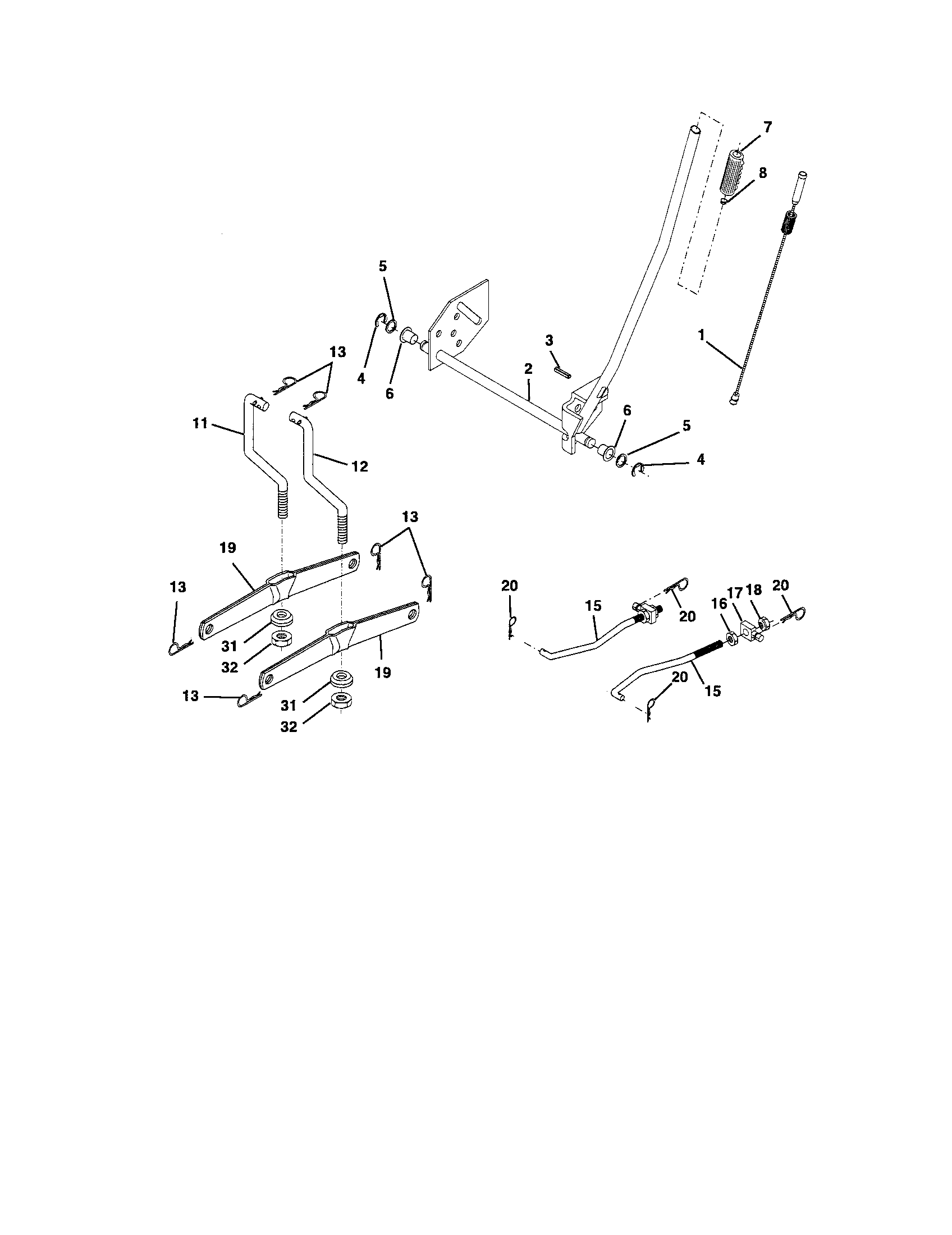 Lift Assembly Diagram and Parts List for 917275754  Craftsman Lawn Tractor