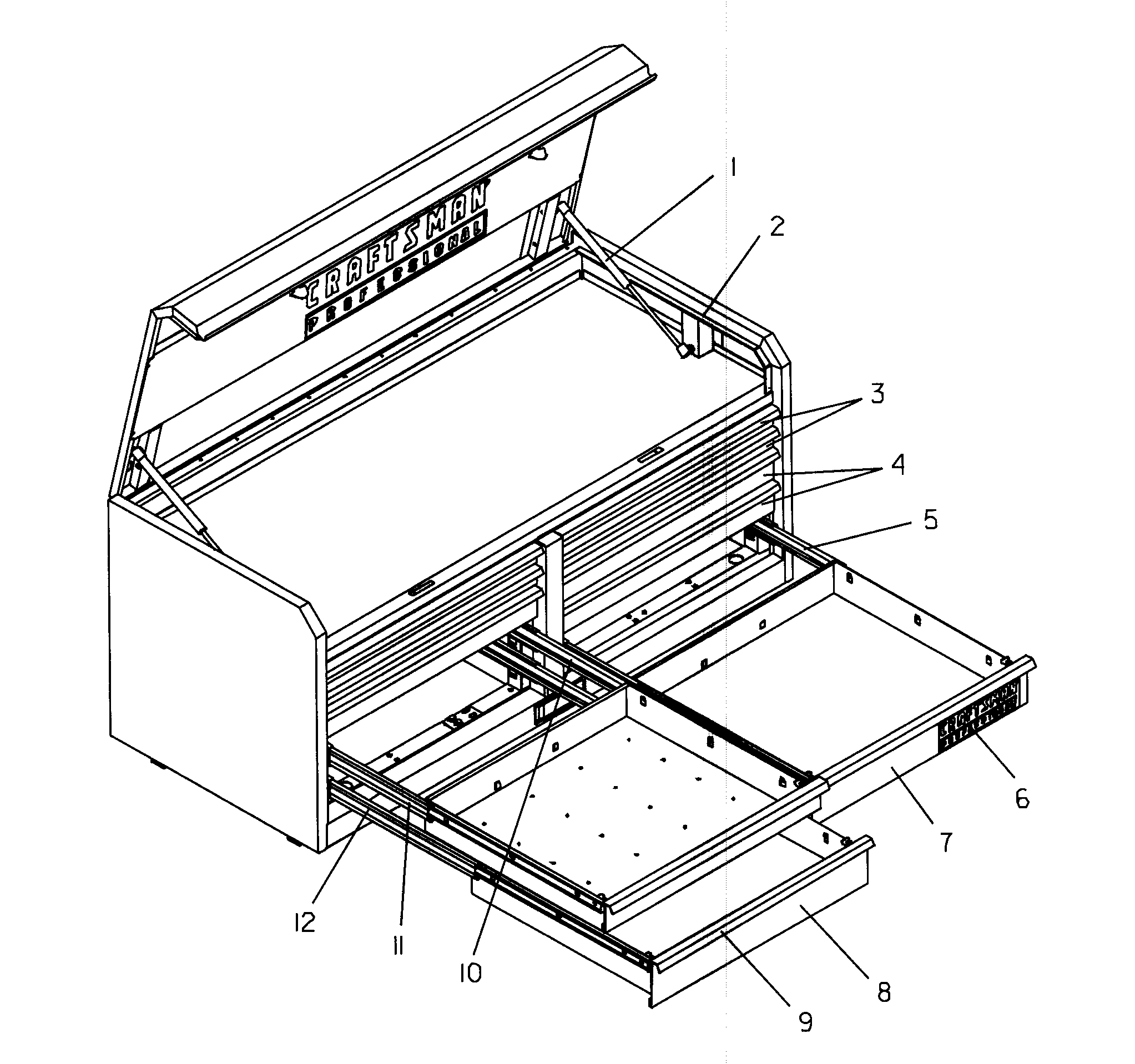 Tool Chest Diagram and Parts List for 706655531  Craftsman Tool Stand & Cart