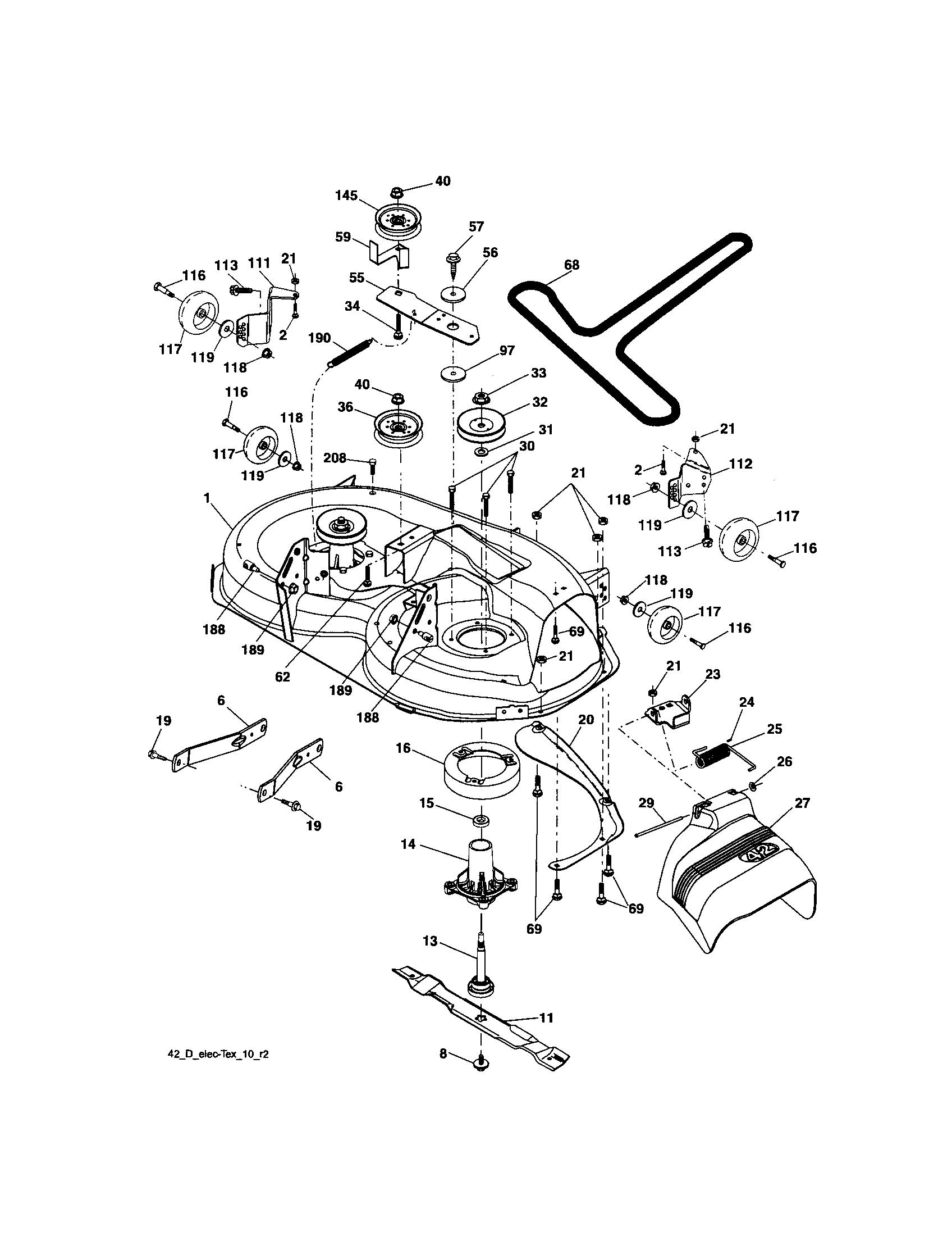 Mower Deck Diagram and Parts List for 917288701  Craftsman Lawn Tractor