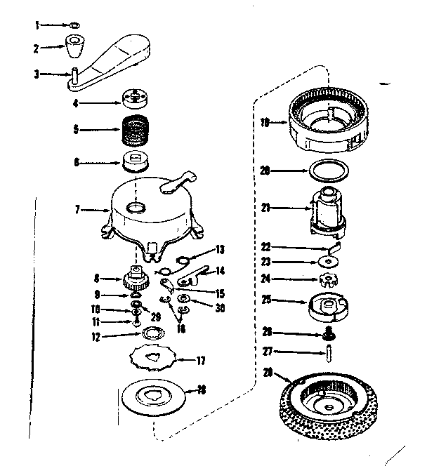 Ratchet Self Starter No. 29750 Diagram and Parts List for 143105011  Craftsman Engine