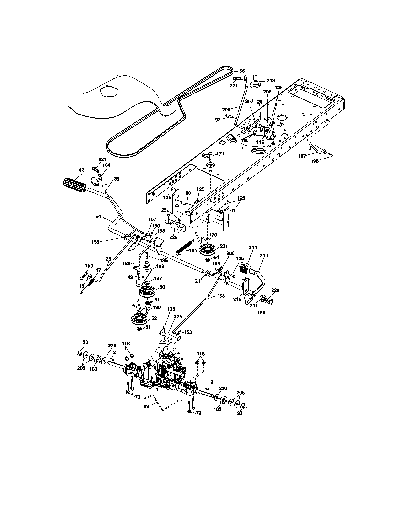 Ground Drive Diagram and Parts List for 917276906  Craftsman Lawn Tractor