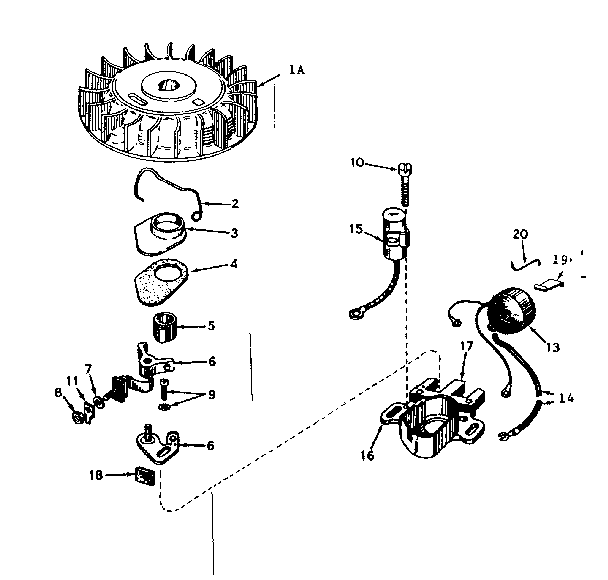 Magneto No. 610689a Diagram and Parts List for 143577032  Craftsman Engine