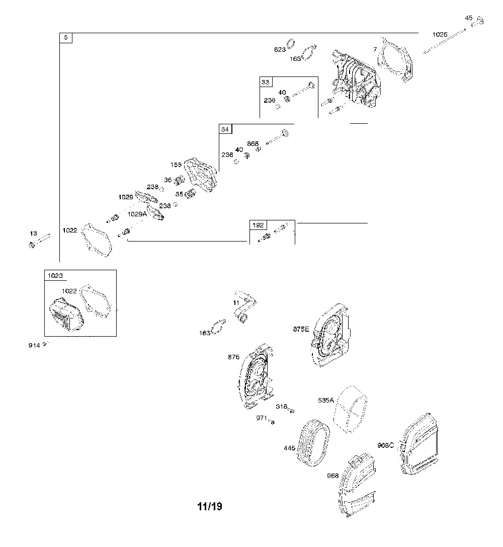 Air cleaner/cylinder head Diagram and Parts List for CMXGMAM7815145  Craftsman Lawn Mower
