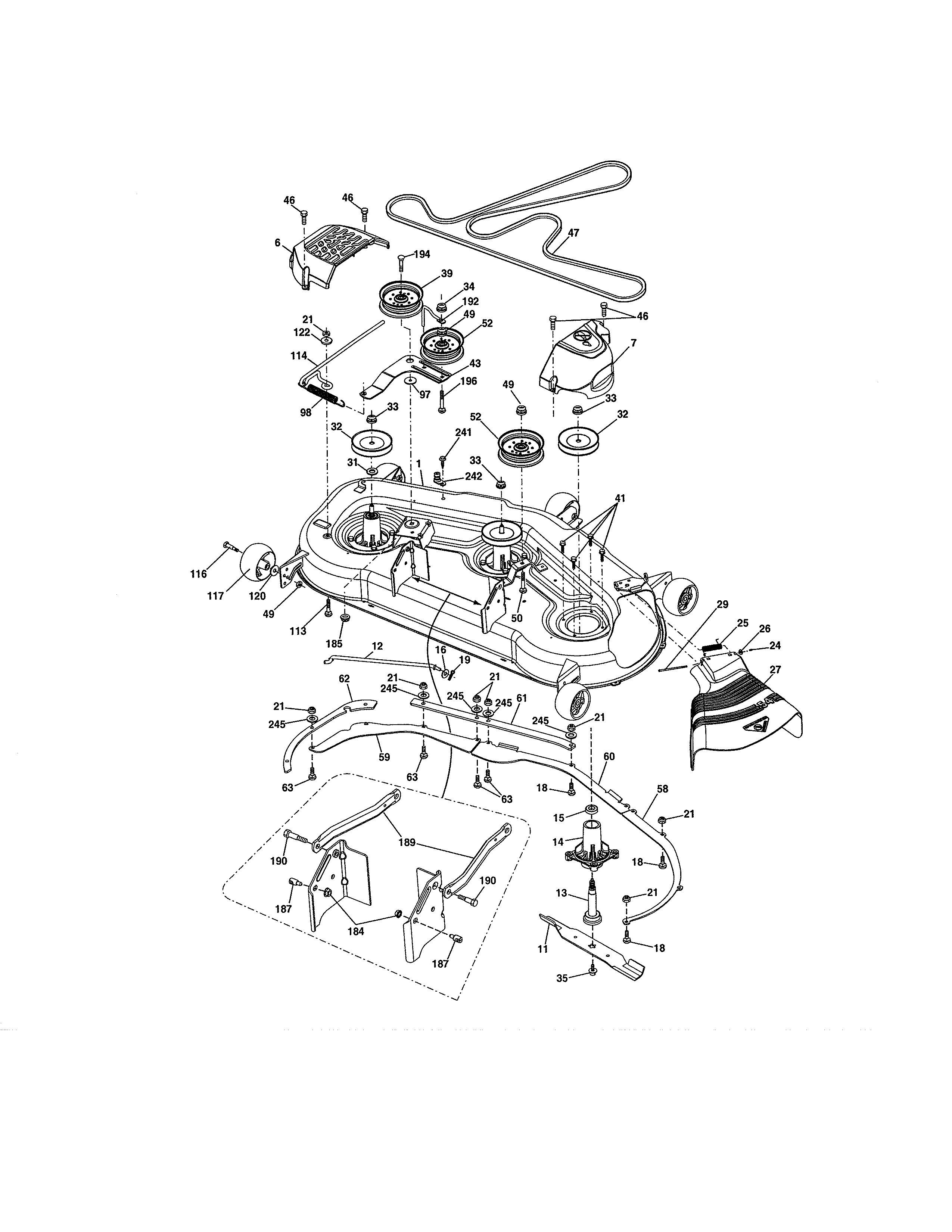 Mower Deck Diagram and Parts List for 917990640  Craftsman Lawn Tractor