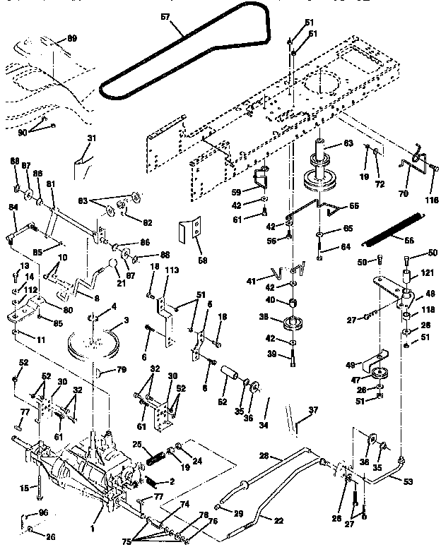 Drive Diagram and Parts List for 917258471  Craftsman Lawn Tractor