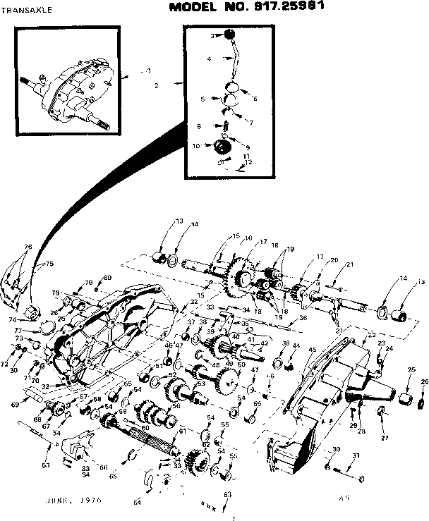 Replacement Parts Diagram and Parts List for 917633A81  Craftsman Lawn Tractor