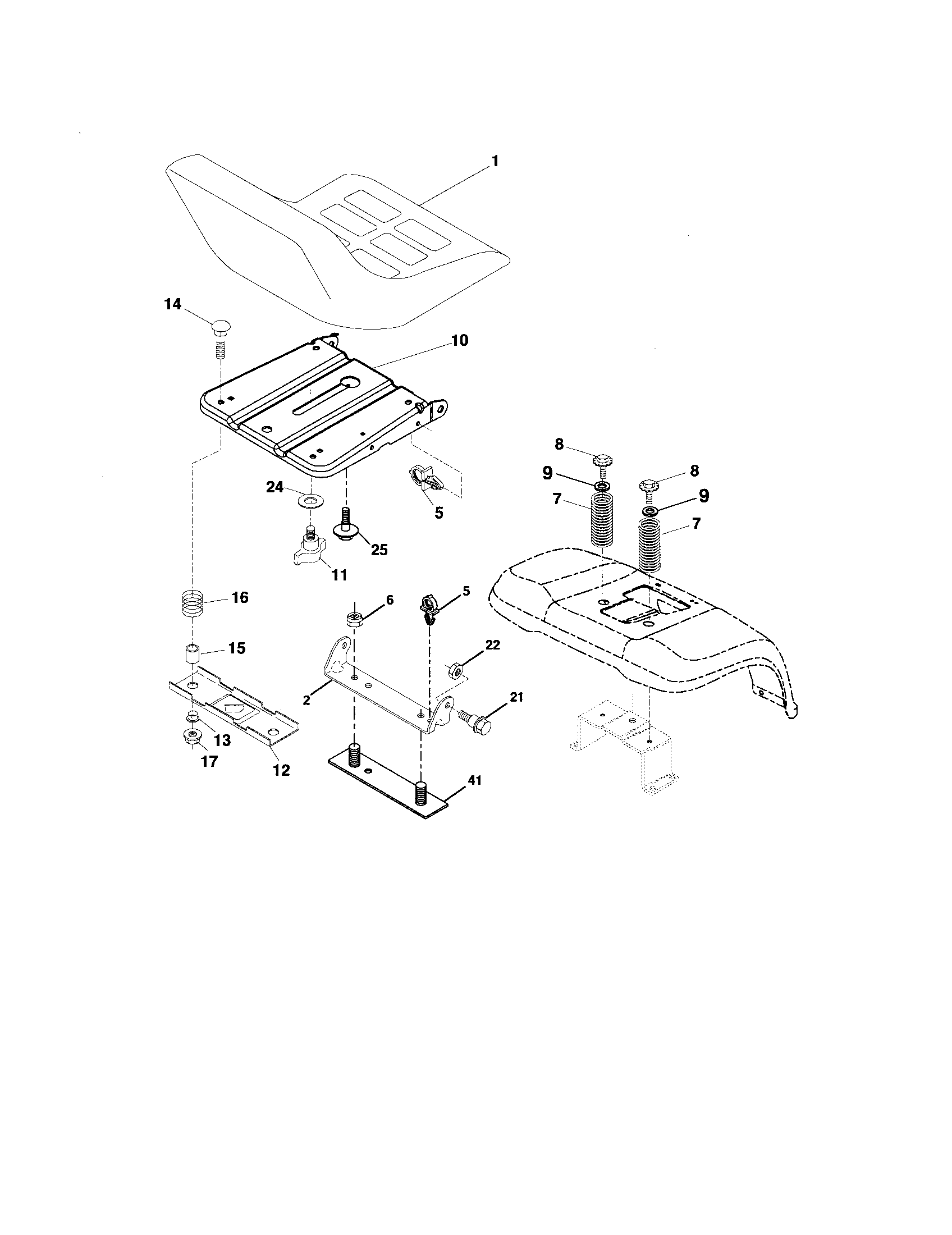 Seat Assembly Diagram and Parts List for 917276781  Craftsman Lawn Tractor