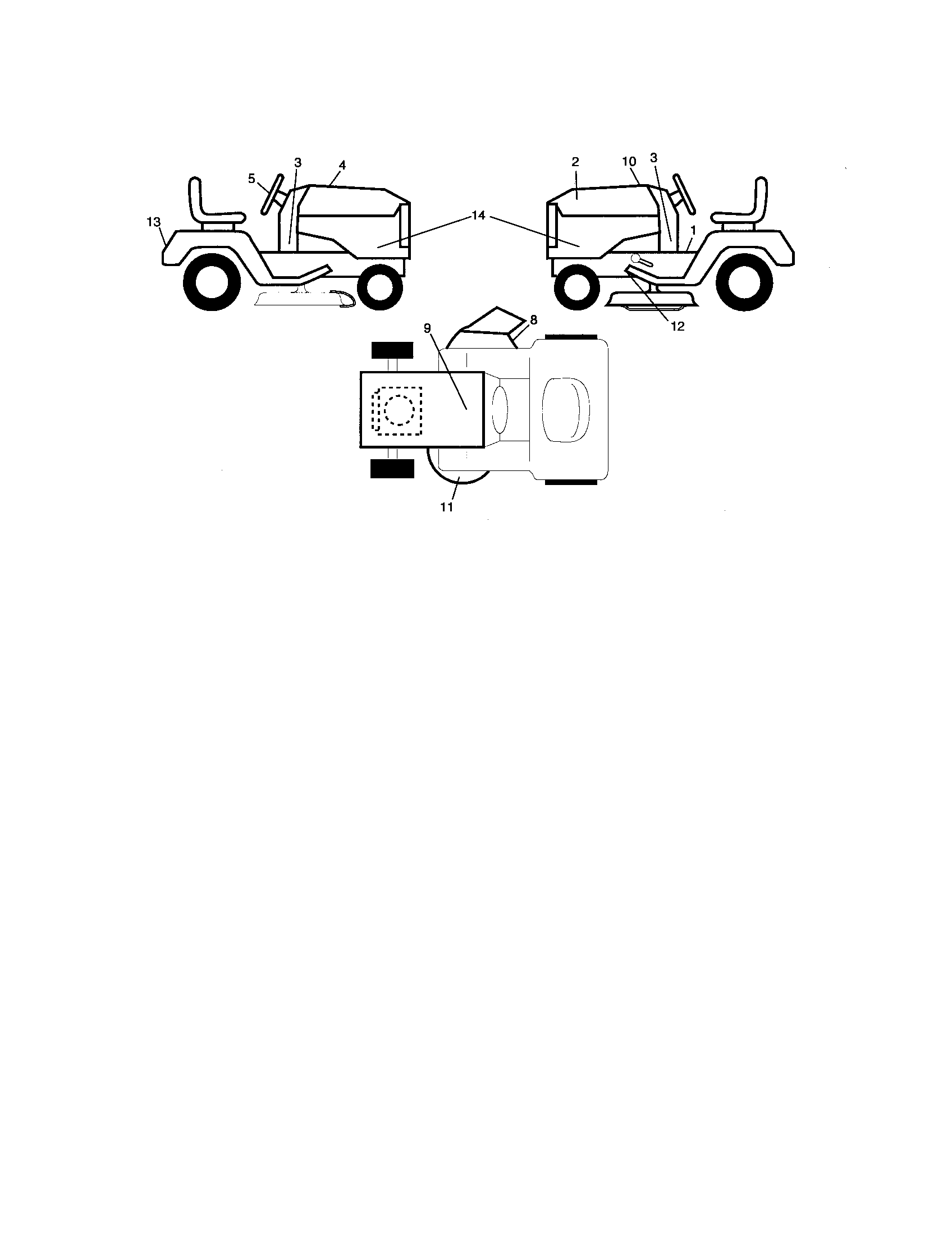 Decals Diagram and Parts List for 917276881  Craftsman Lawn Tractor