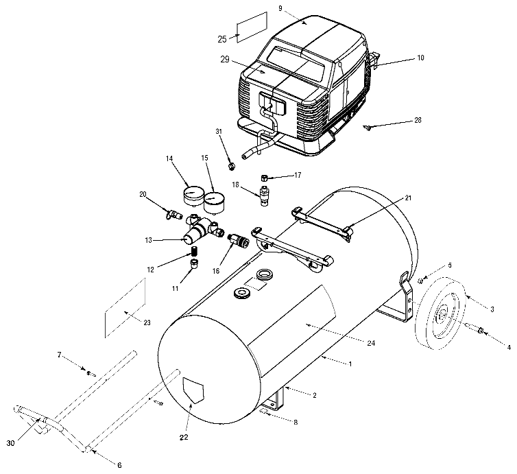 Default Diagram and Parts List for 919-16724 Type 4 Craftsman Compressor