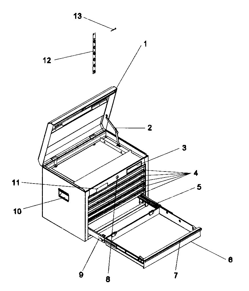 Tool Chest Diagram and Parts List for 706596184  Craftsman Tool Stand & Cart