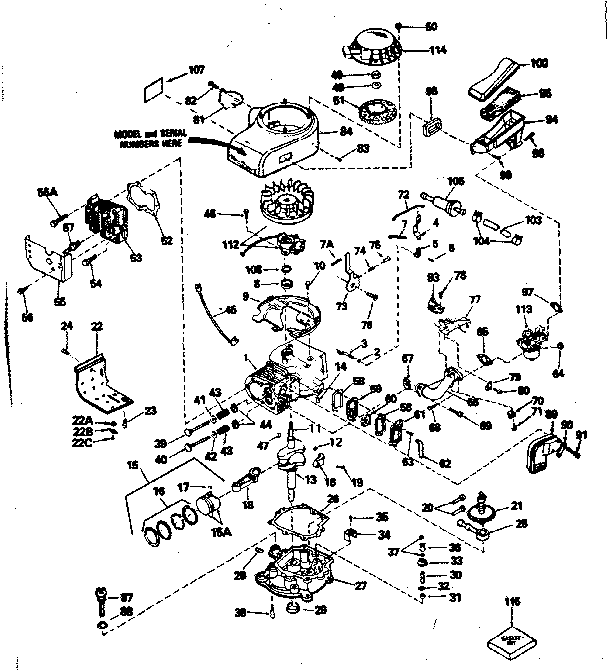 Engine Diagram and Parts List for 143356122  Craftsman Engine