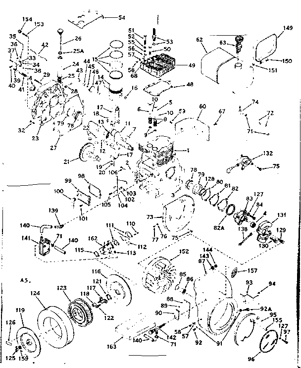 Basic Engine Diagram and Parts List for 143602102  Craftsman Engine