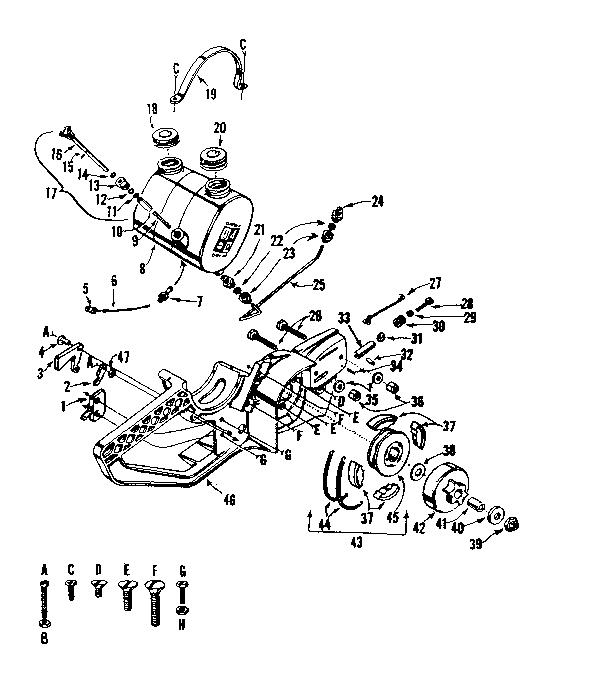 Ignition And Throttle Diagram and Parts List for 91760036  Craftsman Chainsaw