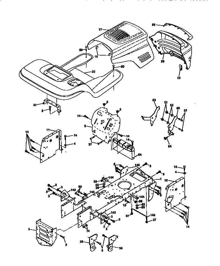 Chassis And Enclosures Diagram and Parts List for 917270632  Craftsman Lawn Tractor