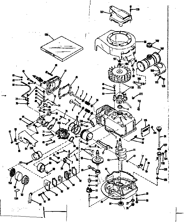 Basic Engine Diagram and Parts List for 143102100  Craftsman Engine